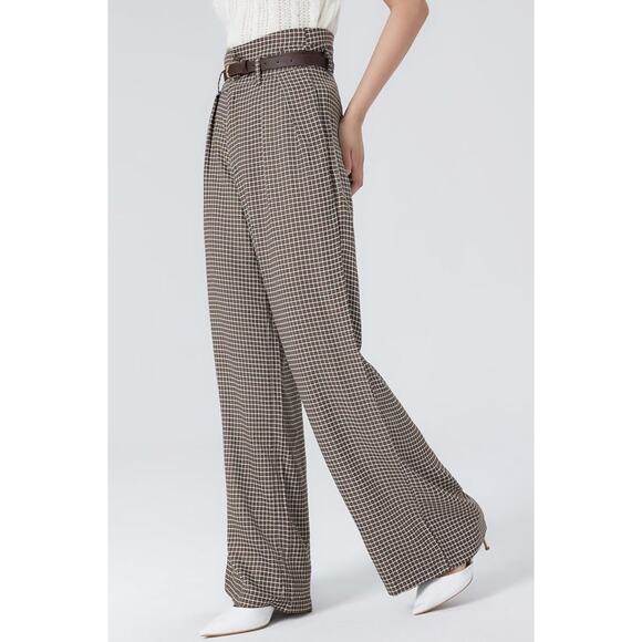 CIDER Preppy Houndstooth High Waist Wide Leg Trousers Size XL - Picture 2 of 12